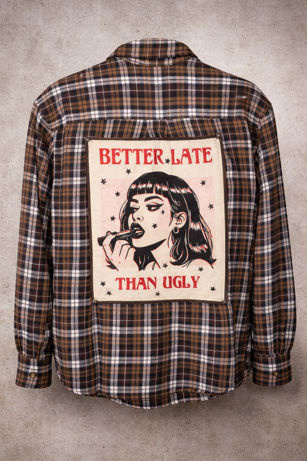 Better Late Than Ugly Upcycled Flannel | XL Unisex Oversized Grunge Couture Shirt