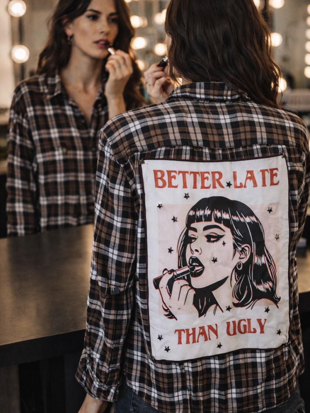 Better Late Than Ugly Upcycled Flannel | XL Unisex Oversized Grunge Couture Shirt