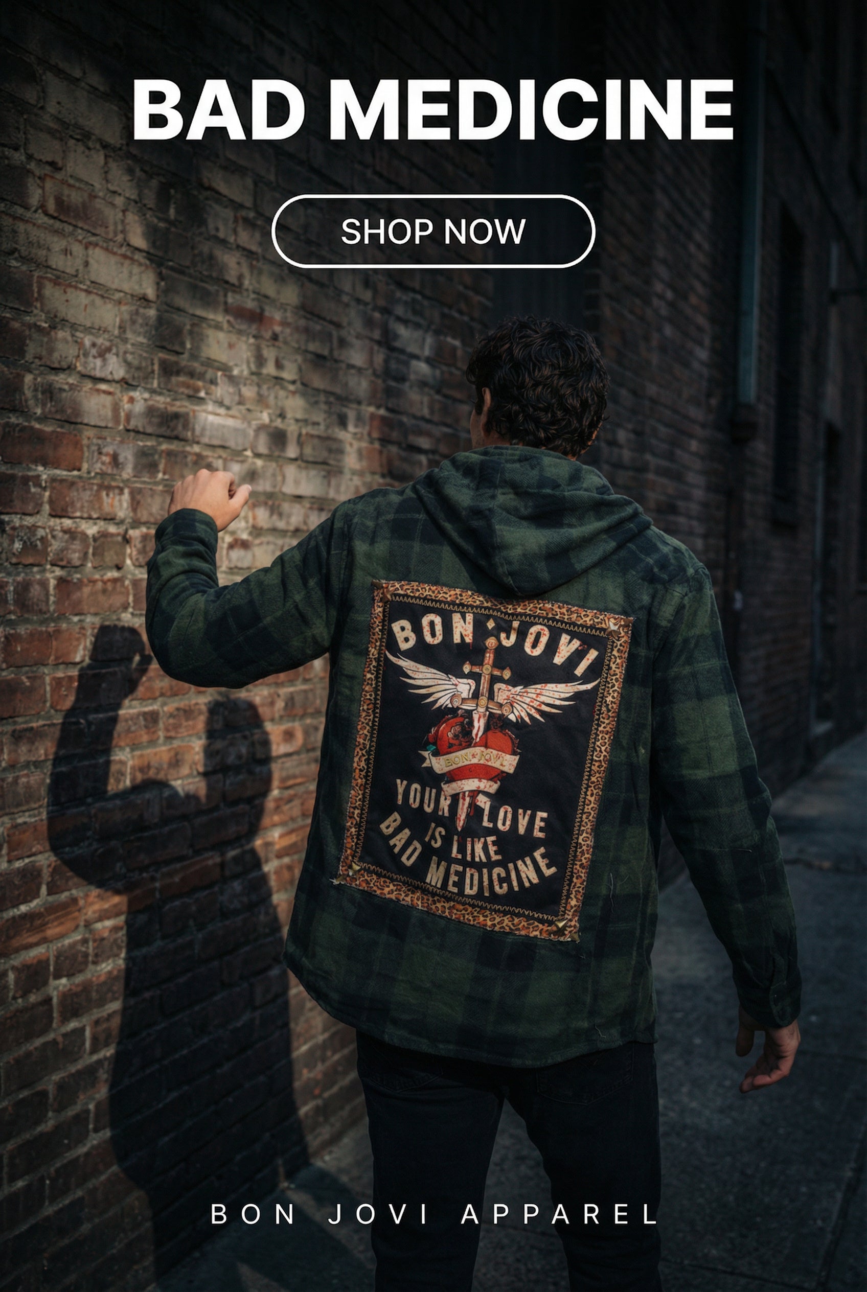 Bad Medicine - Bon Jovi Studded Hooded Flannel