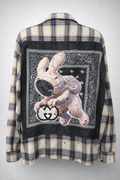Upcycled Designer “Signal Lost” Unisex Drop-Shoulder Flannel