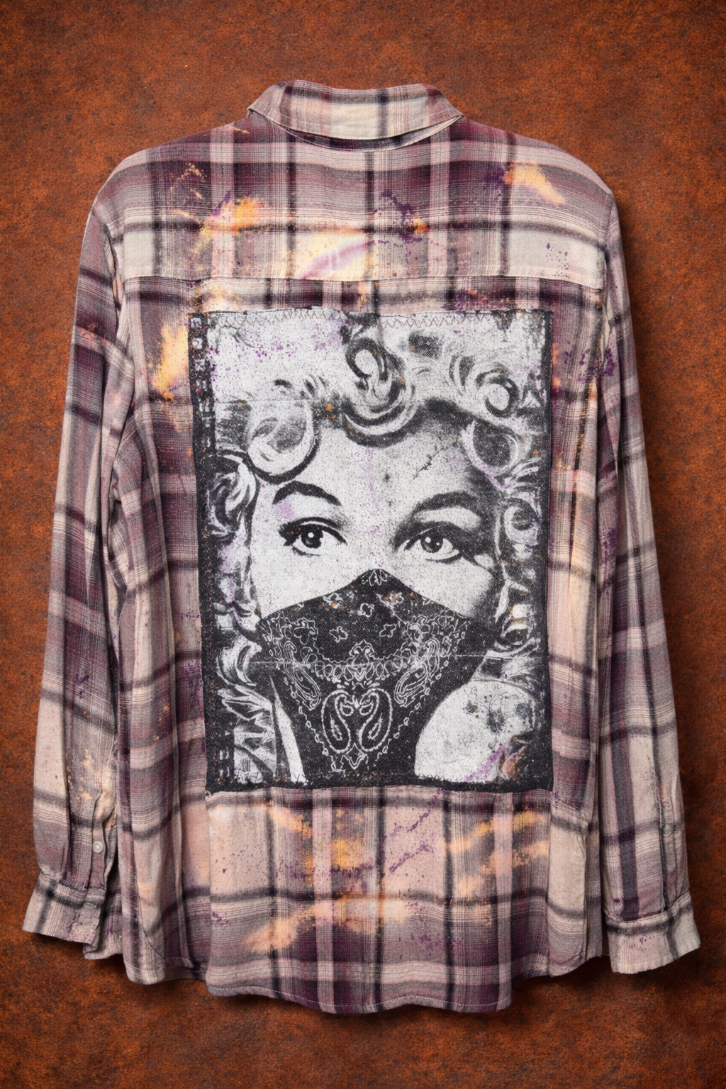 Broken Bandit “Pink Veil Marilyn” Bleached Flannel – Unisex Large