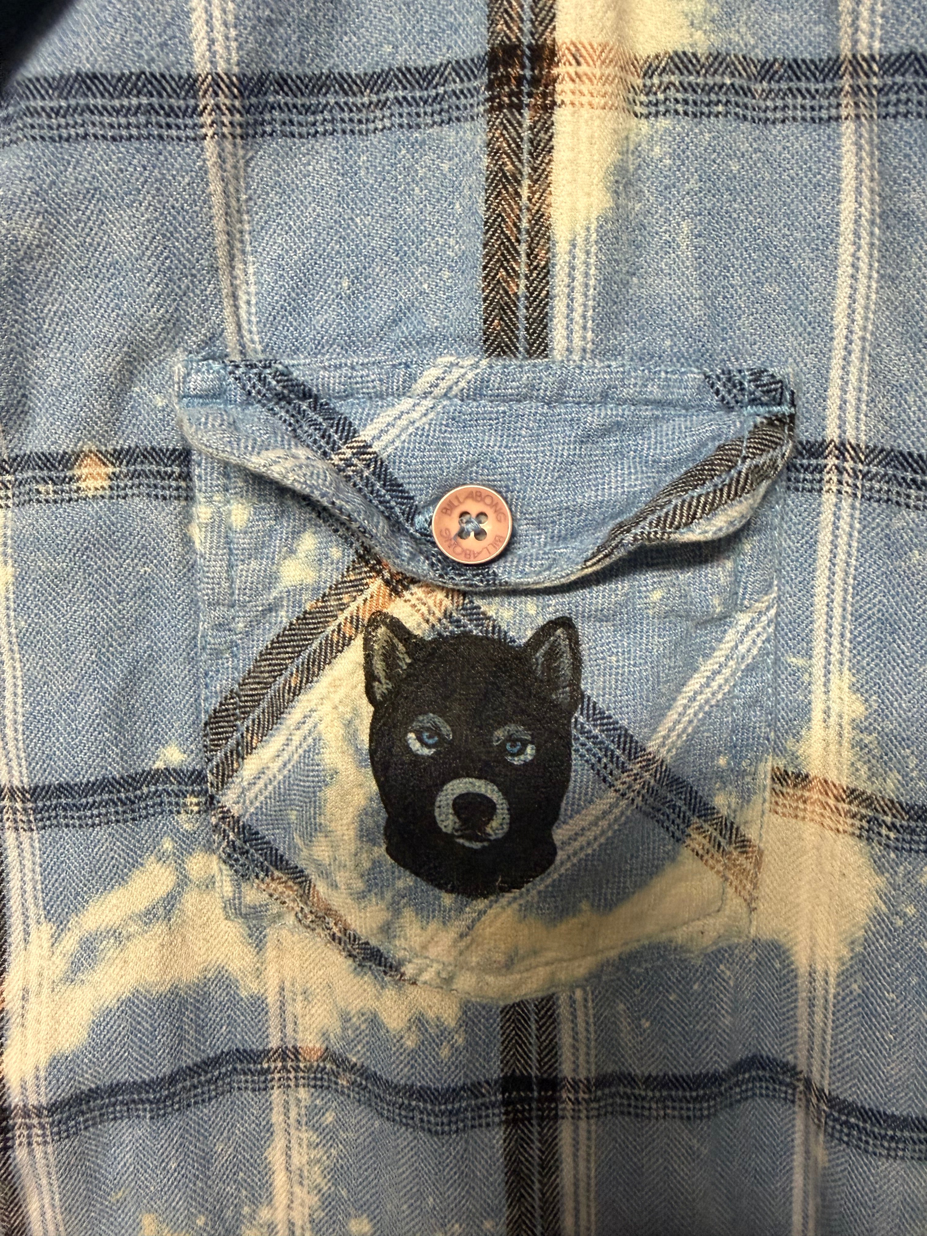 Broken Bandit “Freedom Is Fought Not Bought” Military Grunge Flannel – Distressed Upcycled Punk Shirt XL