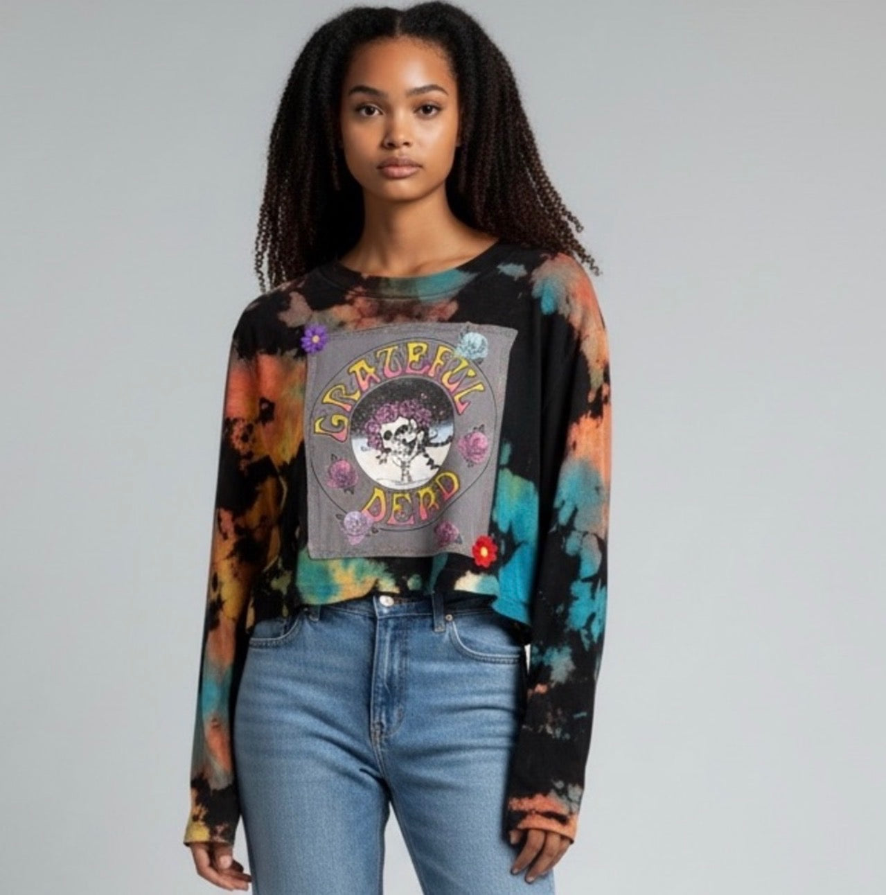 Broken Bandit “Grateful Bloom” Reworked Grateful Dead Crop Crewneck – One of One