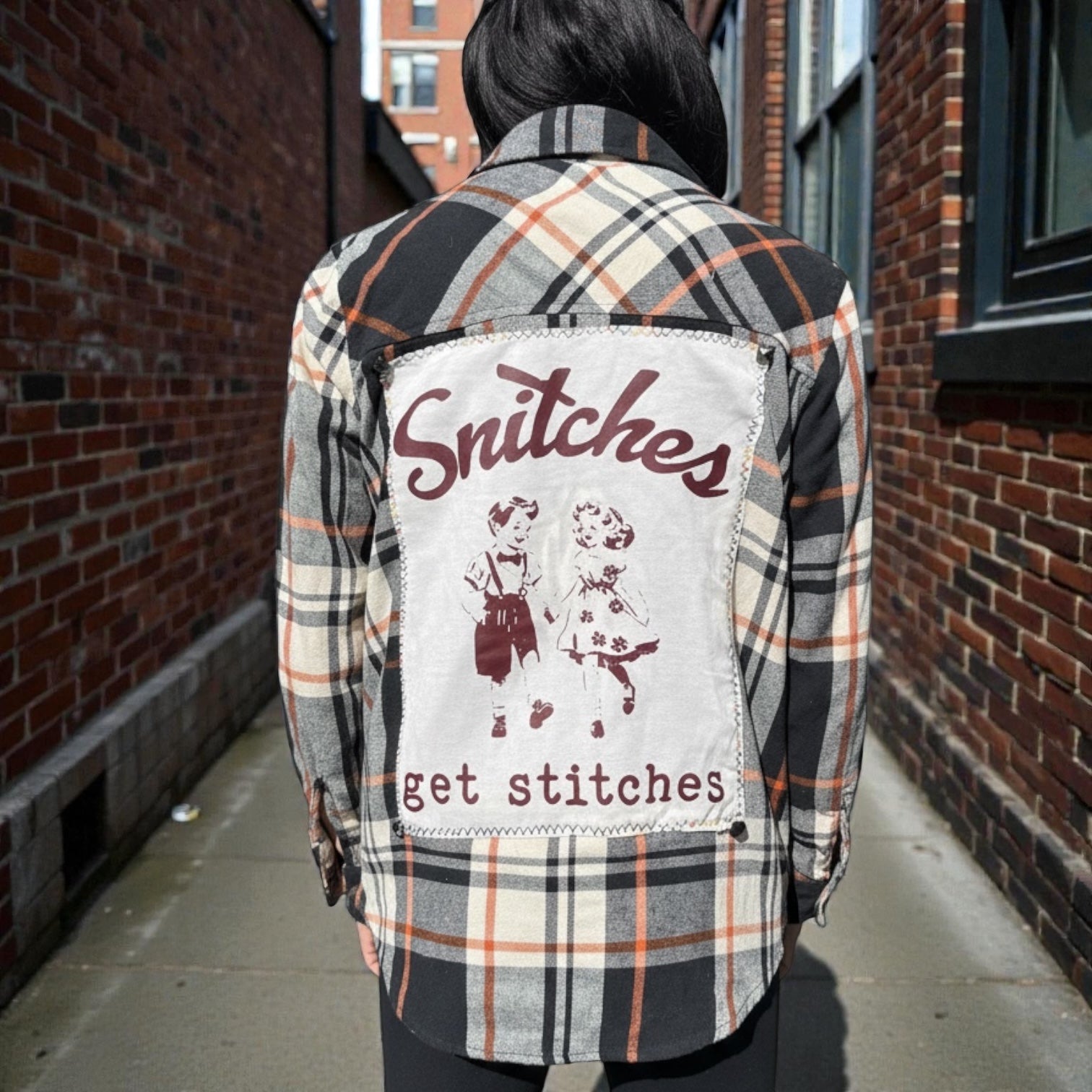 Snitches Get Stitches – One-of-One Studded Unisex Flannel