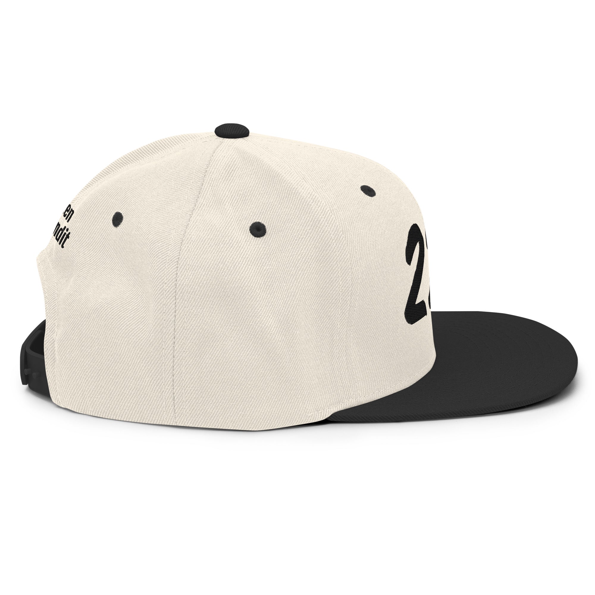 222 Angel Numbers Snapback Hat featuring a structured fit with a flat brim and adjustable snap closure.