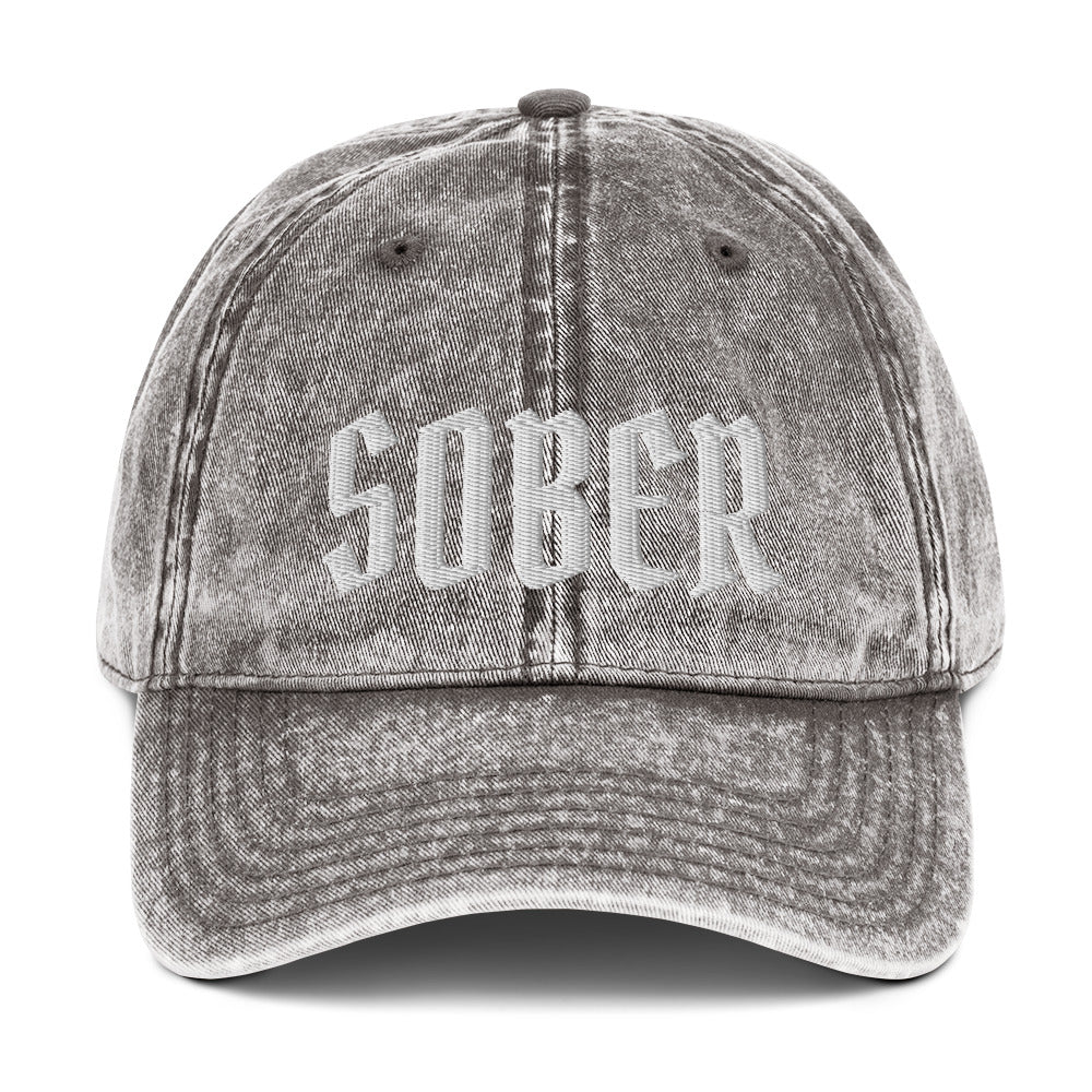 SOBER - Embroidered Vintage Cotton Twill Cap with washed-out vintage feel and intricate embroidery details.
